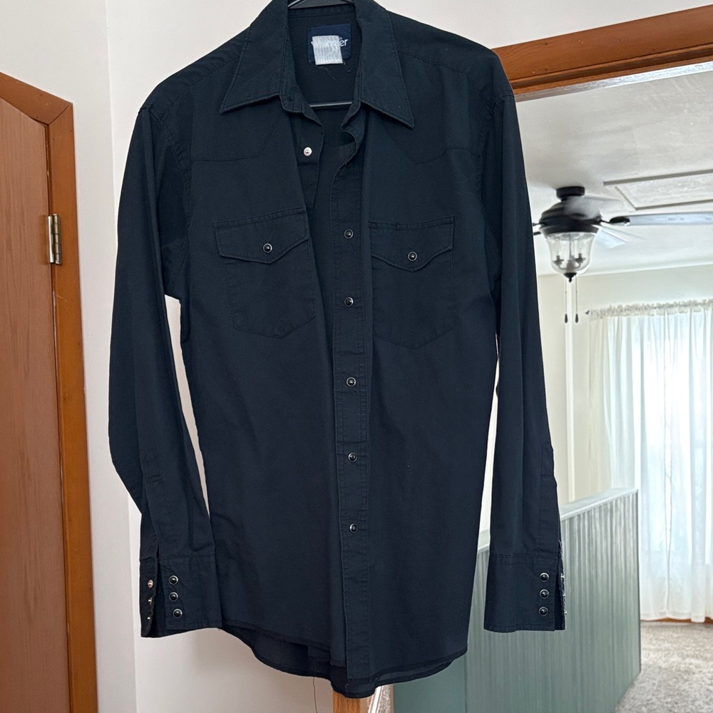 Vintage wrangler Black Long Sleeve Western Button-Up Shirt